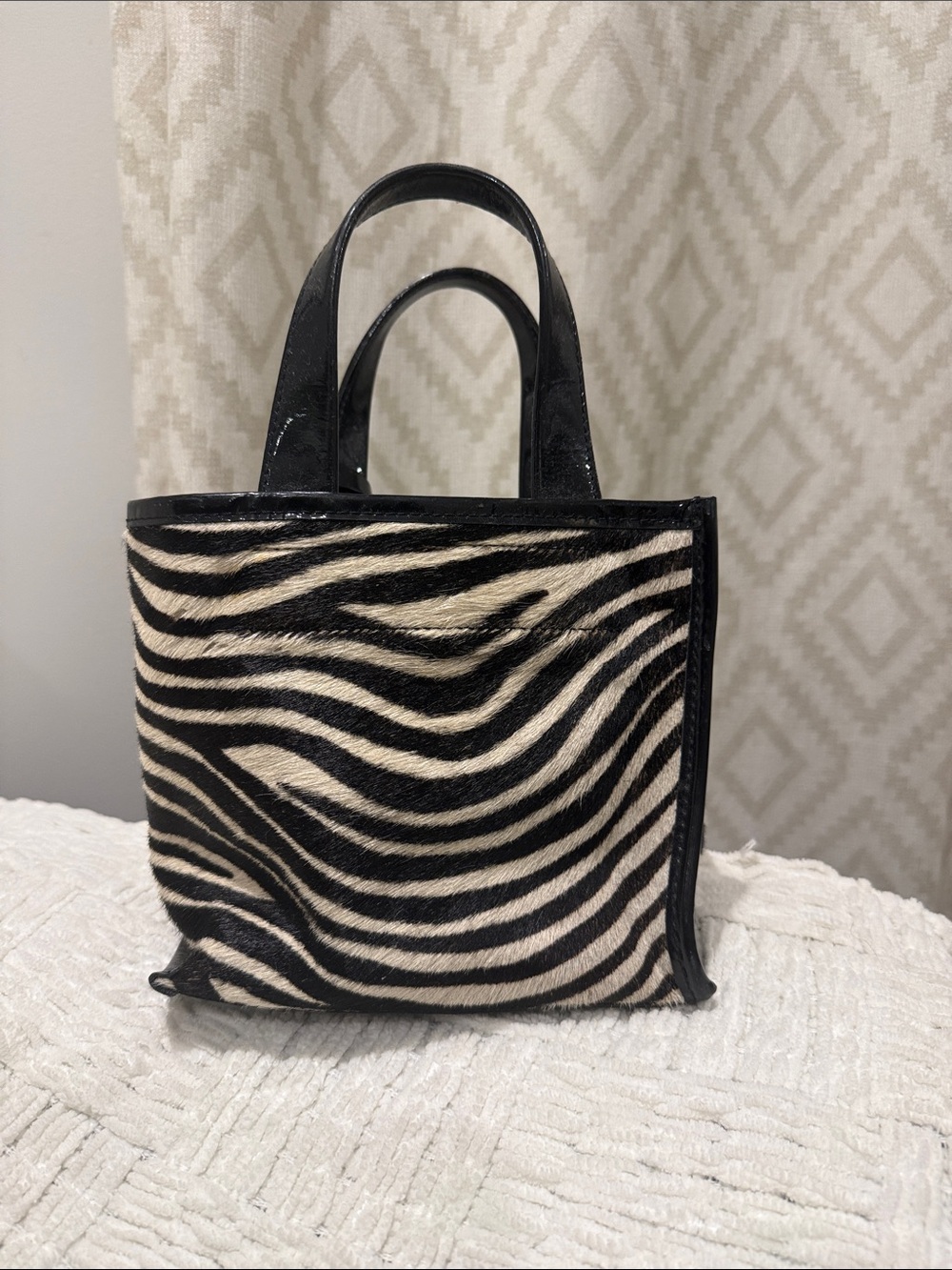 Furla Zebra-Print Tote in Black and Cream